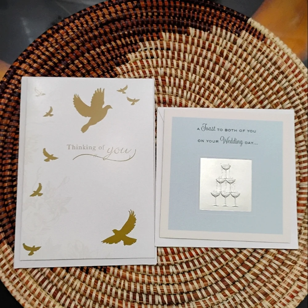 2 Greeting Cards - Wedding Celebration & Thinking of You NEW